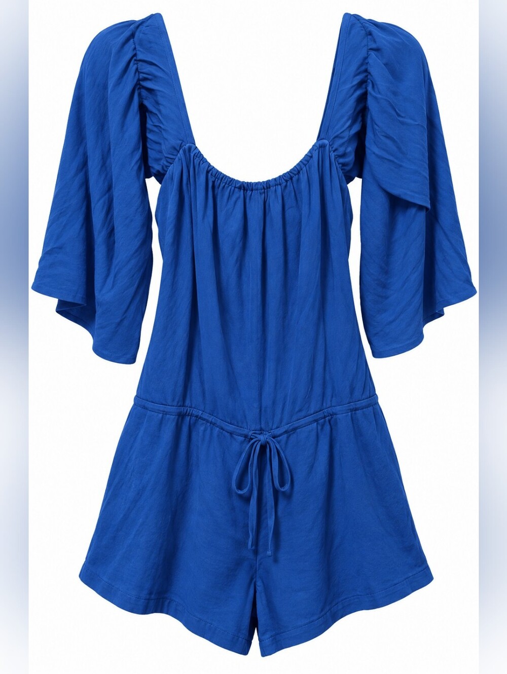 Frankie's Bikinis Cobalt Blue Flutter-Sleeve Romper